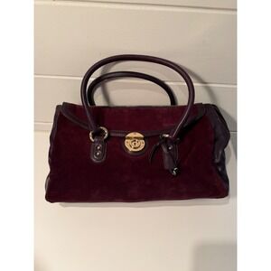 Marc Jacobs Burgundy Suede Leather Satchel Bag Gold Hardware Made in Italy